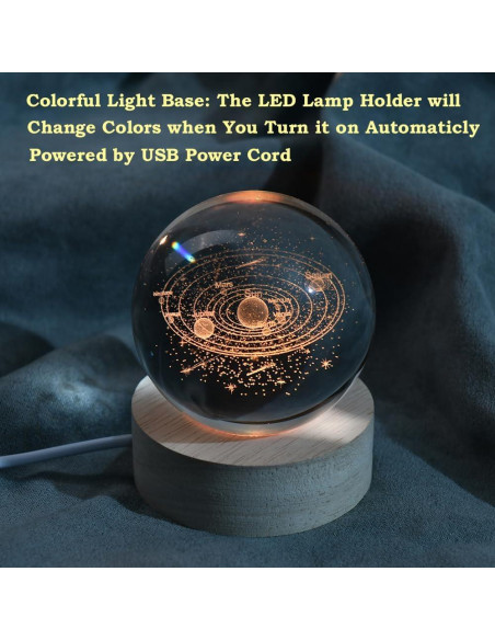 Bola de Cristal 3D del Sistema Solar ZRENJHUS 60mm LED Bola de Cristal 3D del Sistema Solar ZRENJHUS 60mm LED