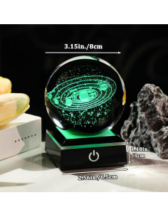 Bola de Cristal del Sistema Solar 8cm Arikyrist con Luz LED 2