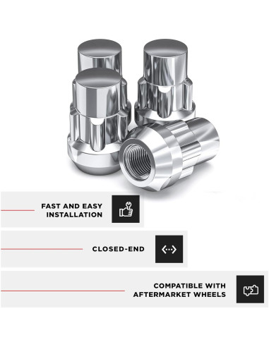 Tuercas de Rueda Caballero Blanco 40700S Cromo M12x1.5 4 Pzas