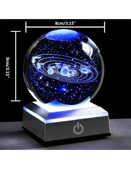 Bola de Cristal 3D Sistema Solar LED 80mm Liberal Brightdeer Bola de Cristal 3D Sistema Solar LED 80mm Liberal Brightdeer