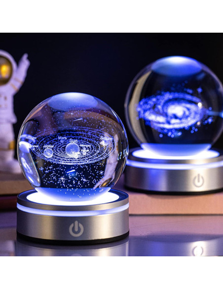 Esfera de Cristal 3D del Sistema Solar QIANCHANG con Base LED Esfera de Cristal 3D del Sistema Solar QIANCHANG con Base LED