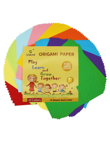 Papel de Origami Gnatural 100 Hojas 25.4x25.4cm 10 Colores
