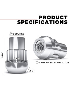 Tuercas de Rueda Antirrobo Caballero Blanco M12x1.25 4 Pzas 2