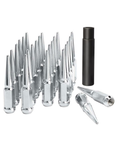 Tuercas de Perno DYNOFIT 14x1.5 mm Cónicas 24 Piezas Plateadas