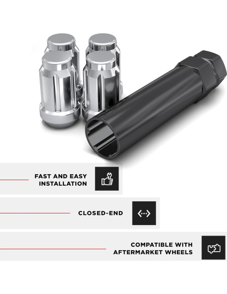 Tuerca de Rueda Cromo M12x1.5 White Knight - Paquete de 4