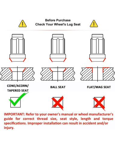Tuerca de Rueda Cromo M12x1.5 White Knight - Paquete de 4