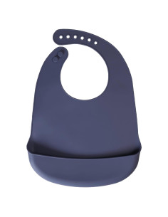 Babero de Silicona Azul Pizarra Libre de BPA con Bolsillo