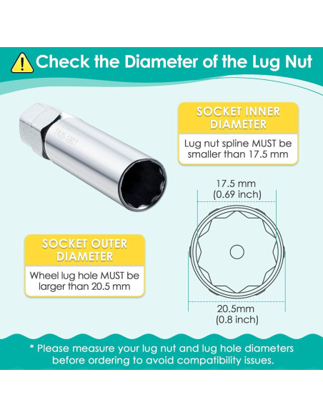 Llave de Tuerca de 10 Puntas Feekoon para TA20-19/21, Acero Aleado, 2 Piezas Llave de Tuerca de 10 Puntas Feekoon para TA20-19/21, Acero Aleado, 2 Piezas