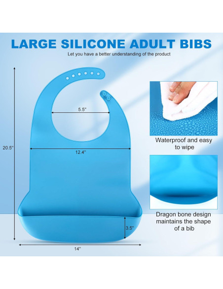 Paquete de 10 Baberos de Silicona Jeere para Adultos 52x36cm