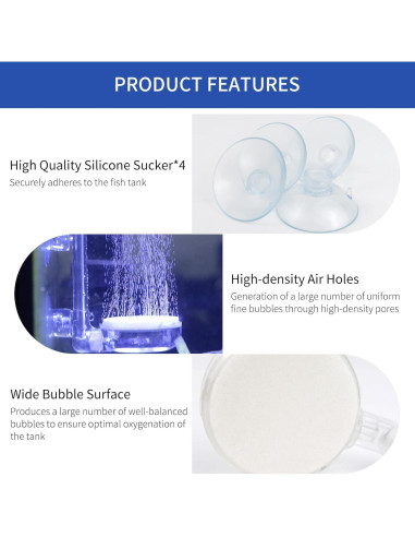 Piedra de Aire para Acuario EKMOIS 2.5 cm con Válvula de Control