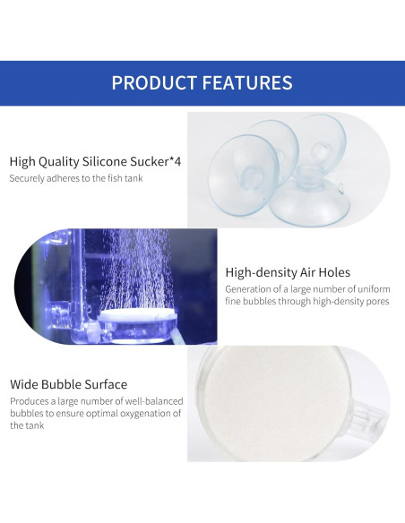 Piedra de Aire para Acuario EKMOIS 2.5 cm con Válvula de Control