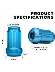 Tuerca de Llantas White Knight 3807BLT-20AM M12x1.50 Azul 20 Pzas 2