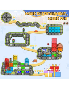 Juego de carreteras magnéticas HarworLife 42 piezas para niños 2