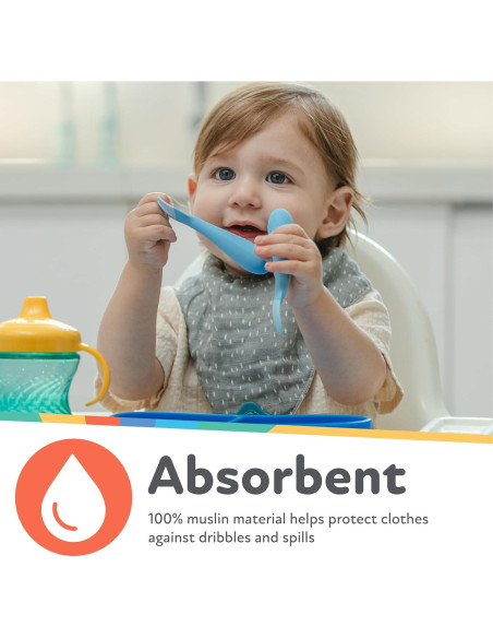 Baberos de Muselina Nuby 100% Algodón Natural 2-Pack 3+ Meses