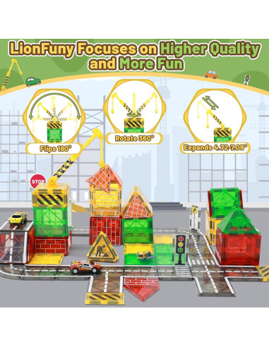 Juego de Azulejos Magnéticos LionFuny 50 Piezas para Niños