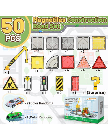 Juego de Azulejos Magnéticos LionFuny 50 Piezas para Niños