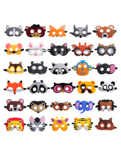 30 Máscaras de Animales DOVETECH para Niños y Adultos