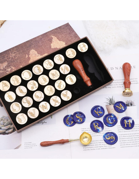 Kit Sello de Cera SWANGSA Letras A-Z 26 Piezas con Mangos