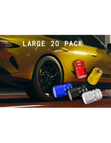 Tapa de Válvula de Neumático Genérico 20 Piezas Aluminio Hexagonal