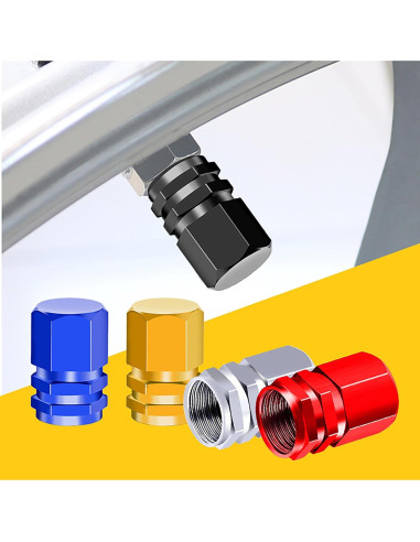 Tapa de Válvula de Neumático Genérico 20 Piezas Aluminio Hexagonal