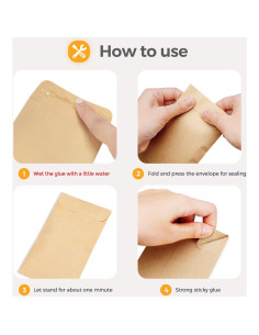 Sobres de Papel Kraft ACSTEP 100 Unidades 5.7 x 8.9 cm 2