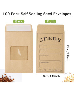 100 Sobres de Semillas Autoadhesivos Varpotle 8x12 cm Kraft 2