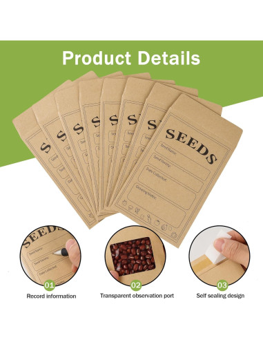 100 Sobres de Semillas Autoadhesivos Varpotle 8x12 cm Kraft