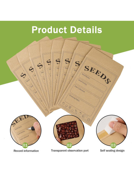 100 Sobres de Semillas Autoadhesivos Varpotle 8x12 cm Kraft