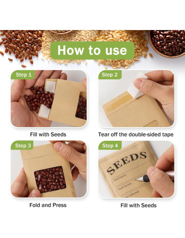 100 Sobres de Semillas Autoadhesivos Varpotle 8x12 cm Kraft