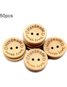 50 Botones de Madera Redondos 15mm Galepromot Hechos a Mano 2