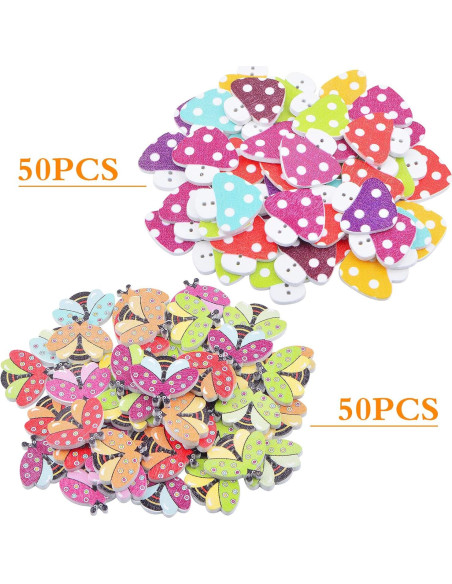 Botones de Madera JMKTOOL 100 Piezas para Costura DIY