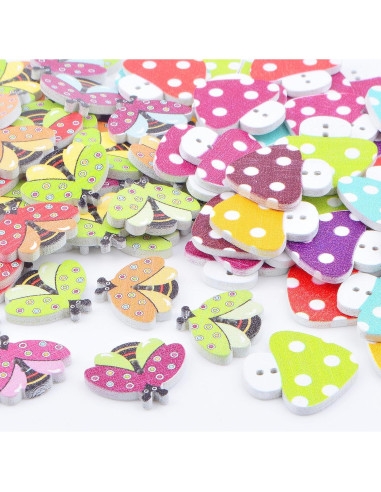 Botones de Madera JMKTOOL 100 Piezas para Costura DIY