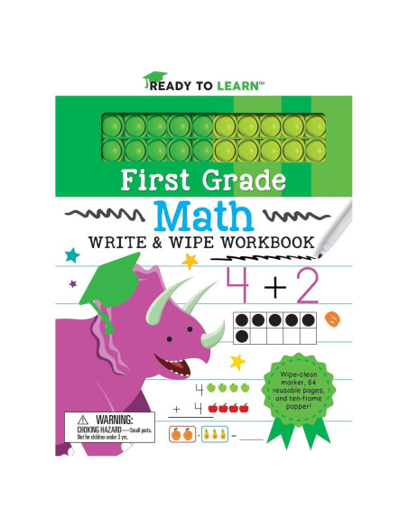 Ready to Learn: First Grade Math Write & Wipe Workbook with Popper