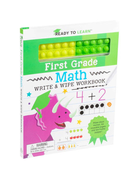 Ready to Learn: First Grade Math Write & Wipe Workbook with Popper