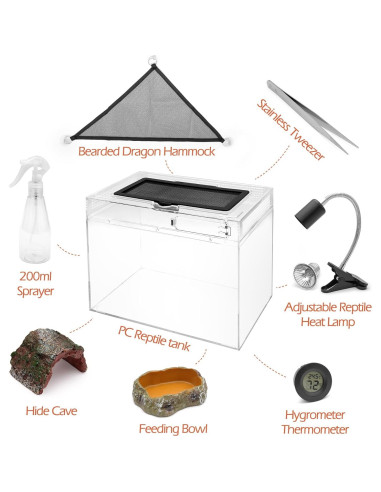 Terrario Pequeño AZV 30.48x22.86x17.78 cm con Accesorios