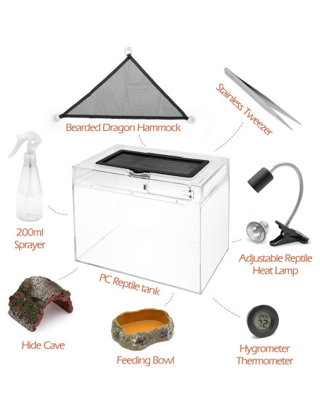 Terrario Pequeño AZV 30.48x22.86x17.78 cm con Accesorios