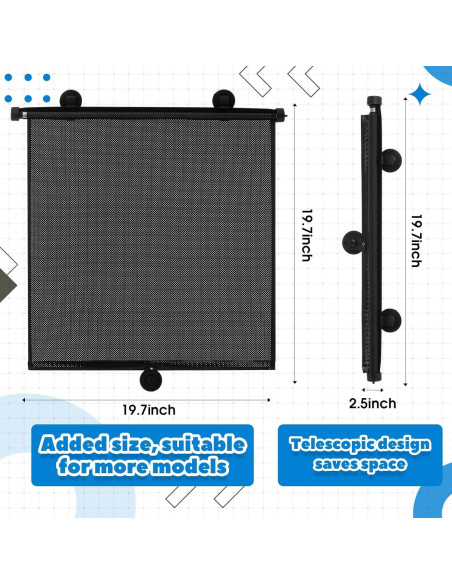 Sombrillas de Ventana de Coche Blosssound 50 cm UV y Calor