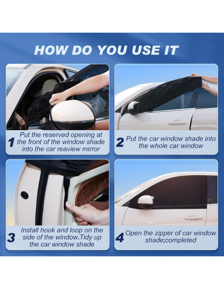 Sombrillas Laterales para Ventanas de Coche Tallew 4 Pcs