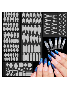 EBANKU 144 PCS Pegatinas de Uñas Francesas Reutilizables
