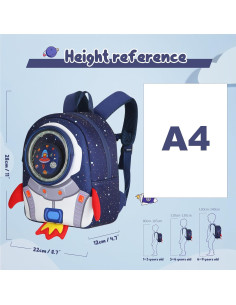 Mochila LED para Niños Yisibo Cohete 23L con Correa 3-6 años 2