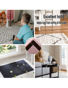 Cinta Antideslizante para Alfombra 12 Pcs Negra Reutilizable 2