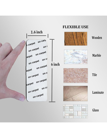 Cinta Antideslizante para Alfombra 12 Pcs Negra Reutilizable