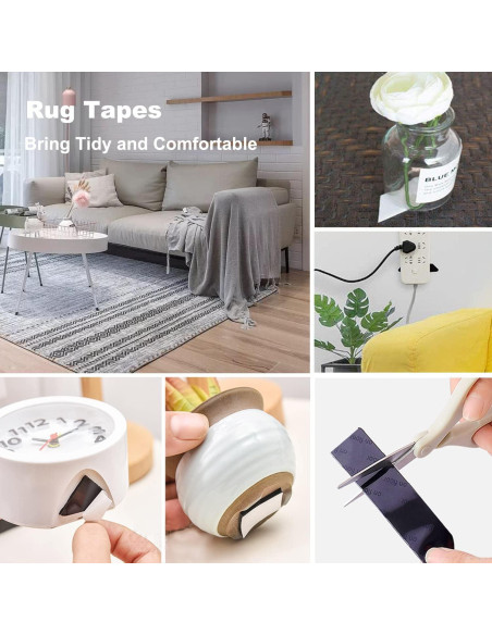 Cinta Antideslizante para Alfombra 12 Pcs Negra Reutilizable