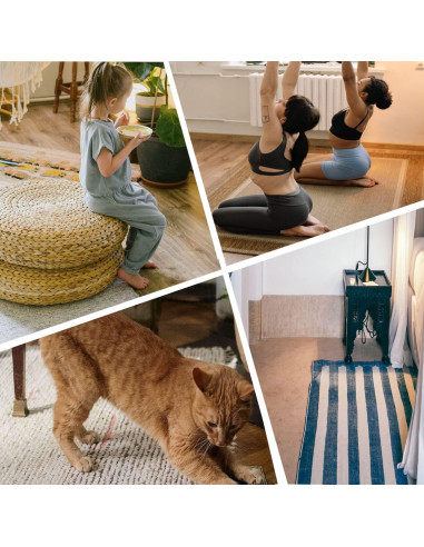 Cinta Antideslizante para Alfombra 12 Pcs Negra Reutilizable