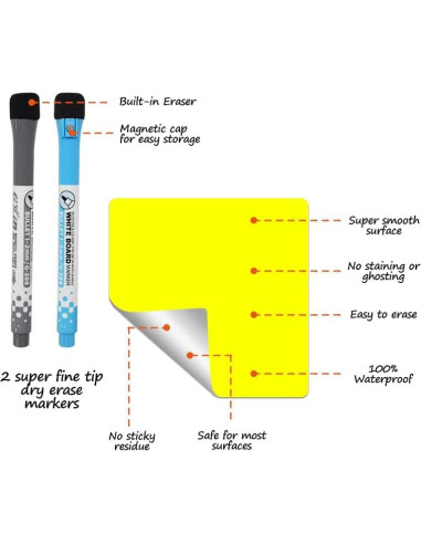 Notas Adhesivas Borrables MVISUAL 10x10 cm y 12.7x17.8 cm