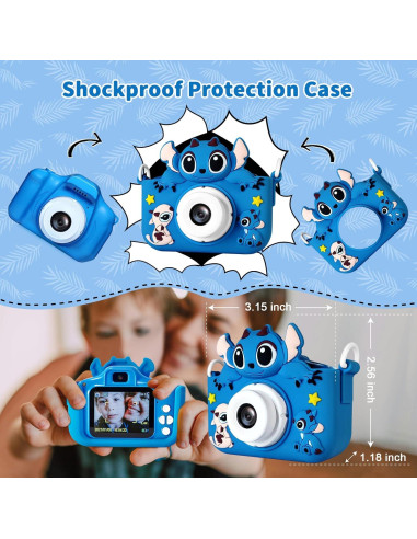 Cámara Digital para Niños RAYBITU 1080P HD Azul con SD 32GB