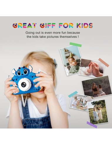 Cámara Digital para Niños RAYBITU 1080P HD Azul con SD 32GB