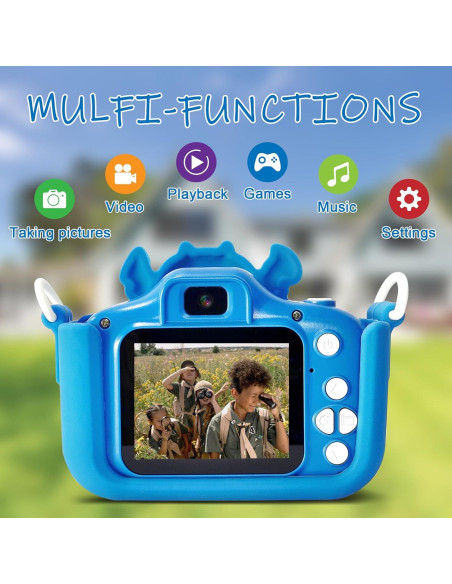 Cámara Digital para Niños RAYBITU 1080P HD Azul con SD 32GB