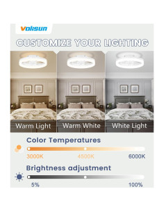 Ventilador de Techo VOLISUN 33 cm con Luz LED y Control Remoto 2