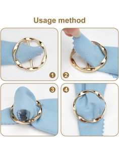 4 Clips de Anillo para Bufanda TWSURE - Metal Dorado 2